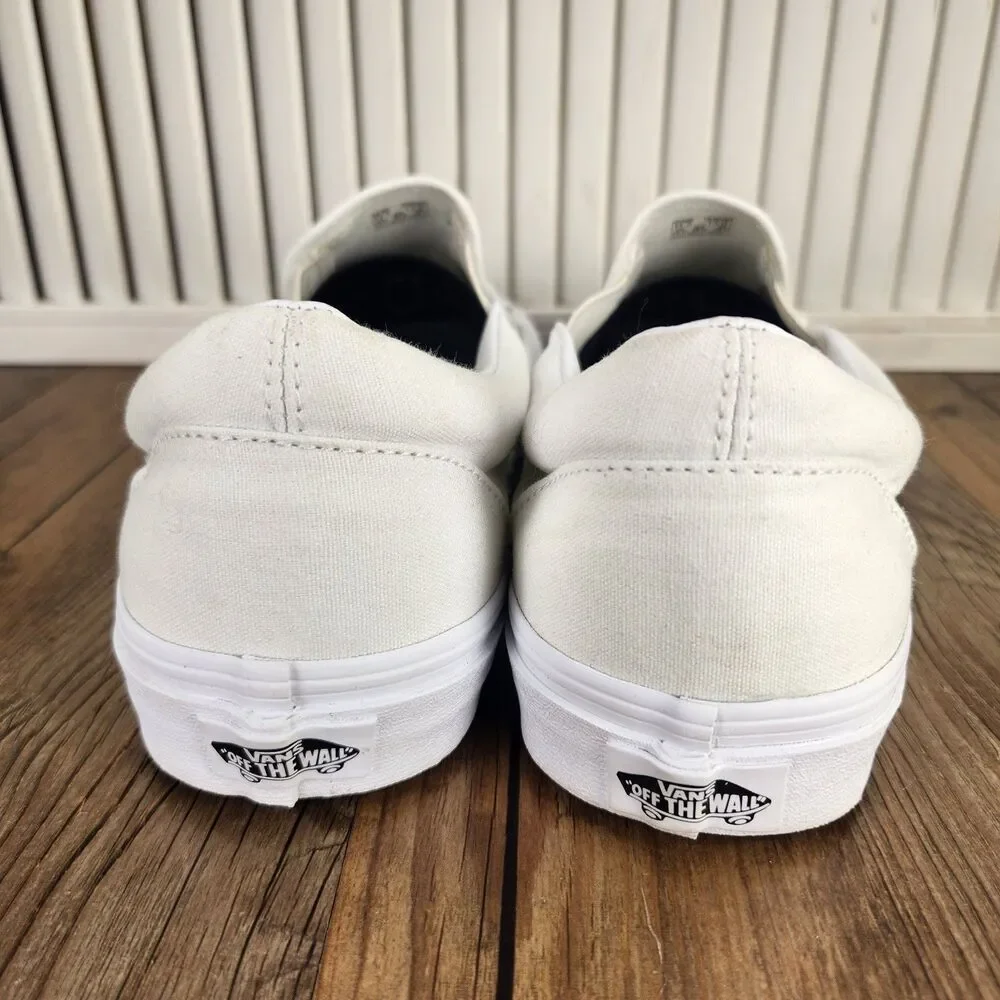 Vans Classic Slip-On Mens Size 11.5 True White Canvas Chic Skater Loafers Shoes